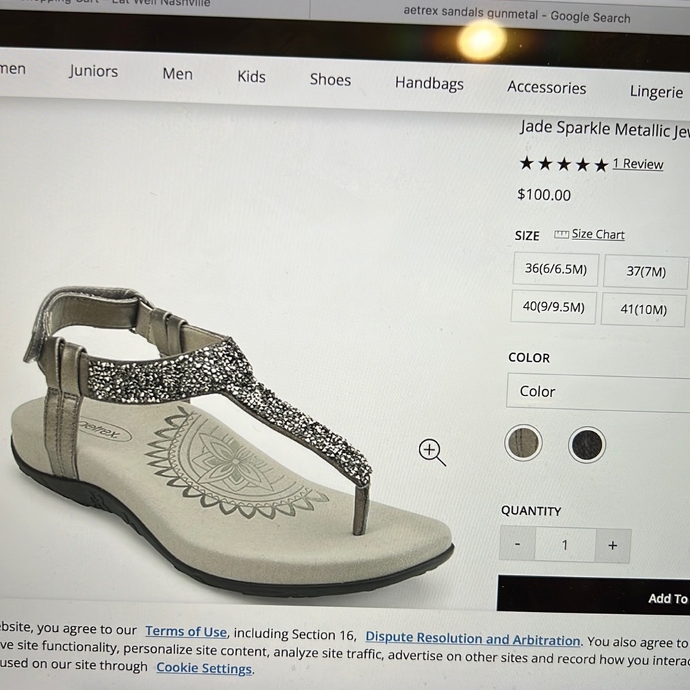 Aetrex sandals. Size 8 1/2. Brand new. Never worn. Gunmetal w glitter stones.